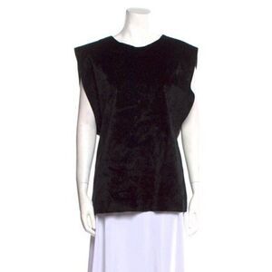 Beulah Womens Authentic Solid Black Faux Fur Tank Top Vest Small Medium